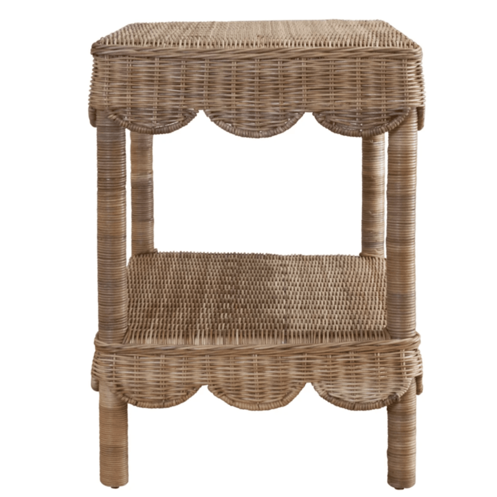 25" Scalloped Woven Coco Side Table - Little Loves Dressers & Side Tables - The Well Appointed House