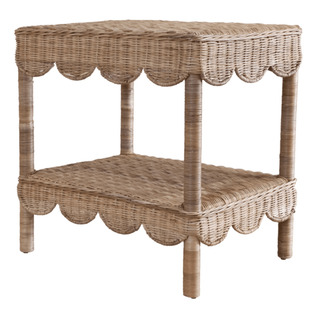 25" Scalloped Woven Coco Side Table - Little Loves Dressers & Side Tables - The Well Appointed House