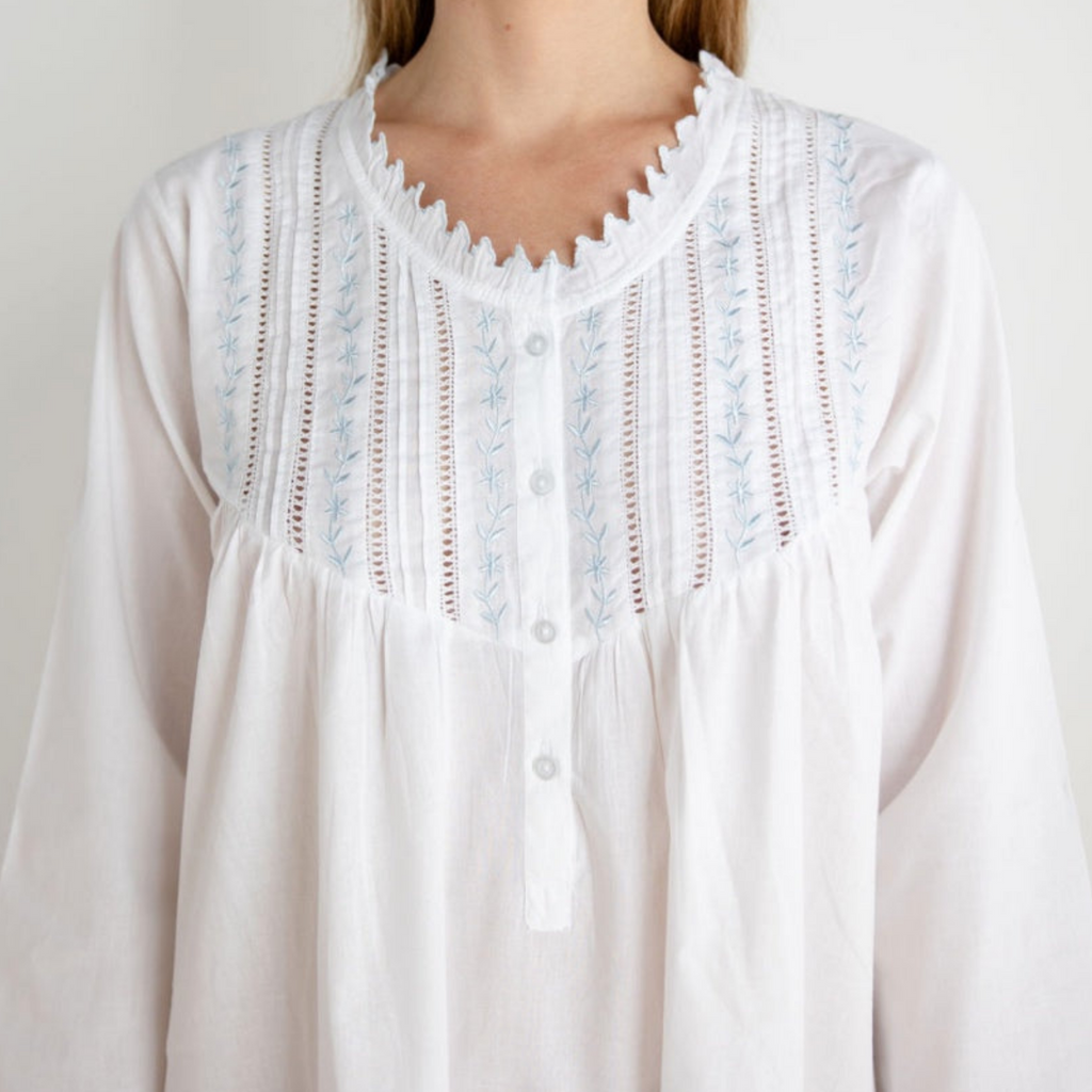 Emily White Cotton Nightgown - The Well Apppointed House