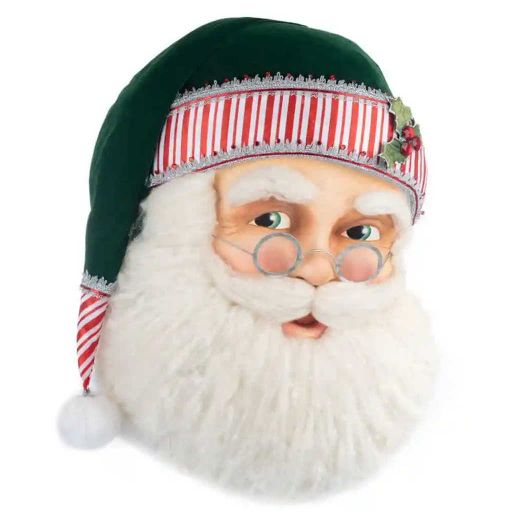 Papa Peppermint Santa Wall Mask Christmas Decoration - The Well Appointed House