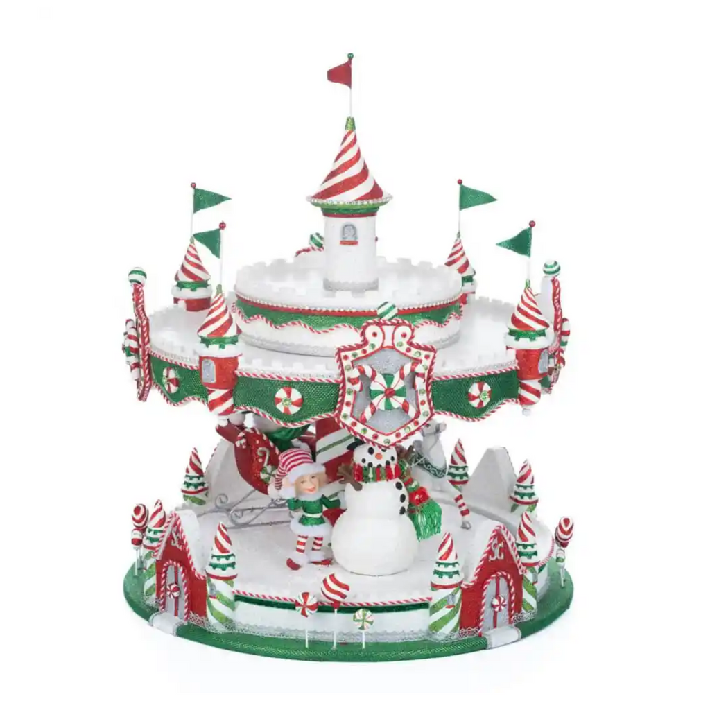 Peppermint Palace Carousel Cupcake Server Christmas Decoration - The Well Appointed House