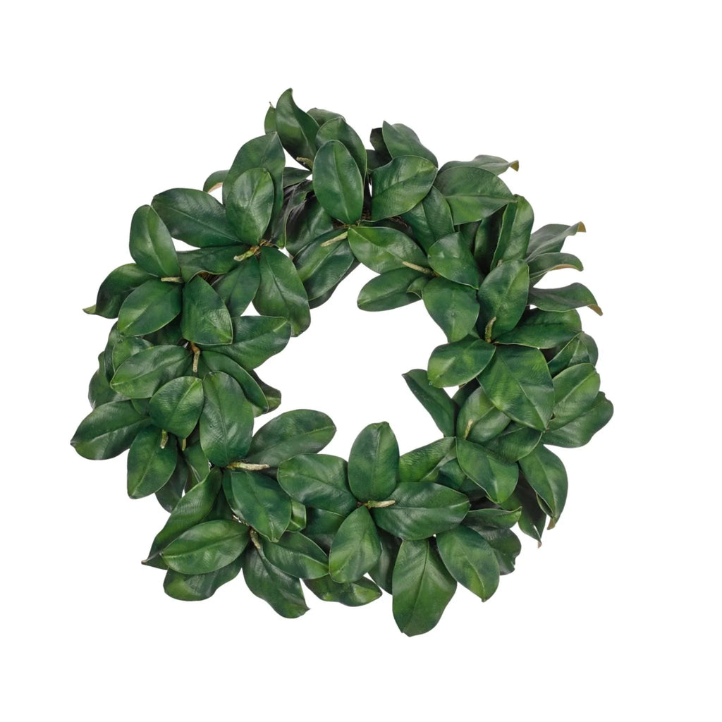 28" Green Magnolia Faux Wreath - Florals & Greenery - The Well Appointed House