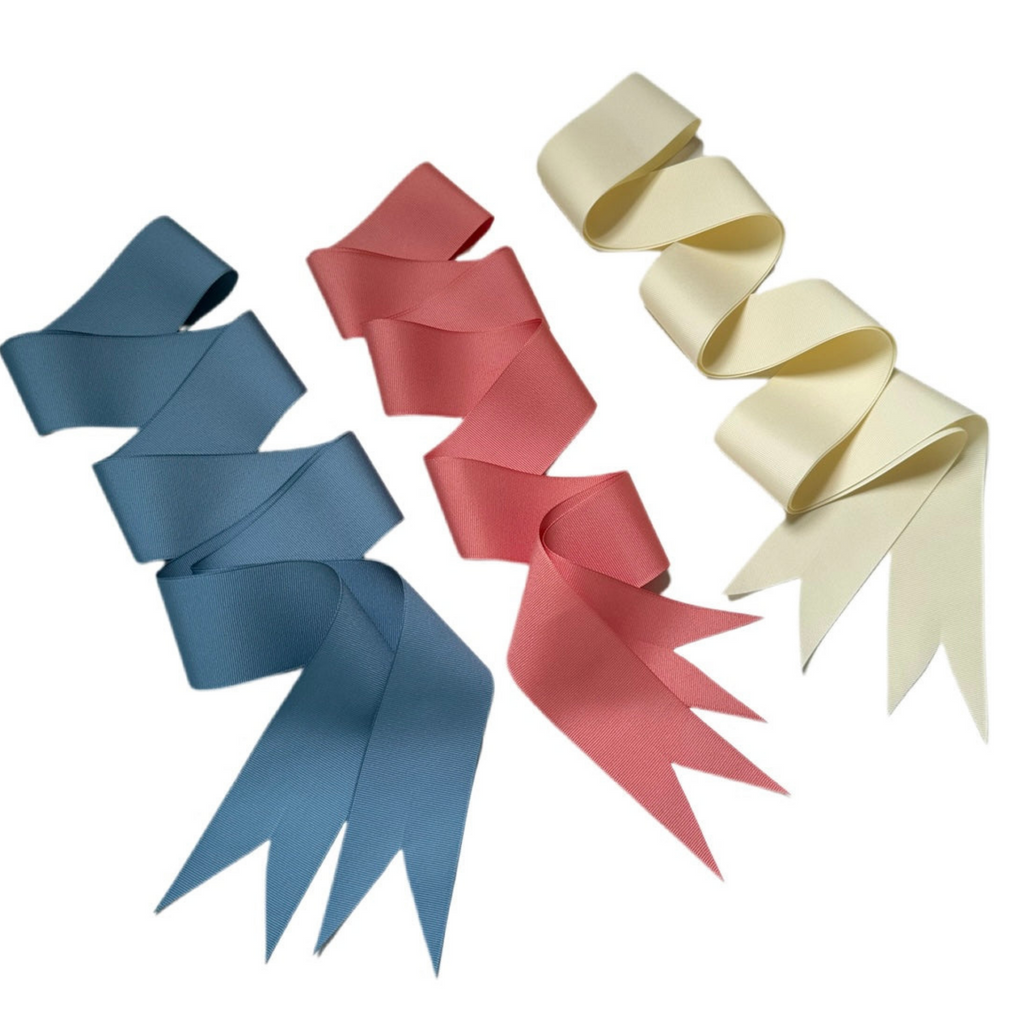 Ivory, French Blue & Coral Grosgrain Ribbon Pack - Long - The Well Appointed House
