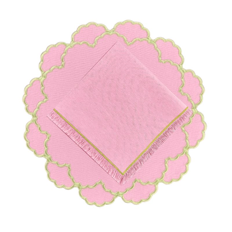Lillian Placemat in Pink with Green - The Well Appointed House