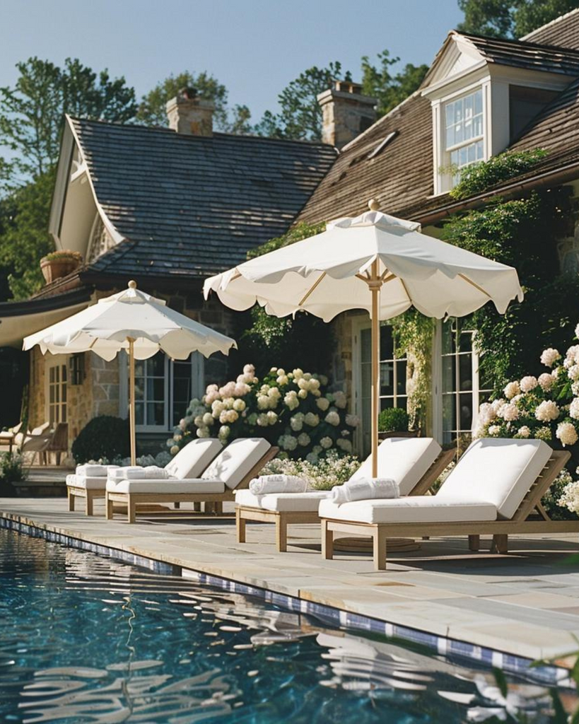 Poolside Paradise | Elevate your patio this summer with a chic outdoor umbrella. Featuring a range of colors and styles, our curated collection has something special for every space.