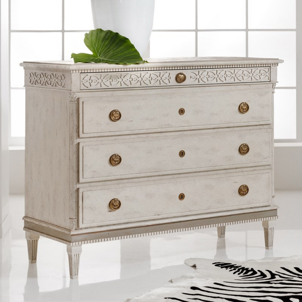 Modern History Large Gustavian Four Drawer Commode - The Well Appointed House