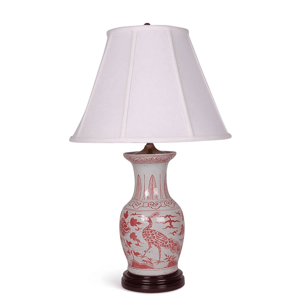 30" Bird Motif Foot Stomped Clay Table Lamp - Table Lamps - The Well Appointed House
