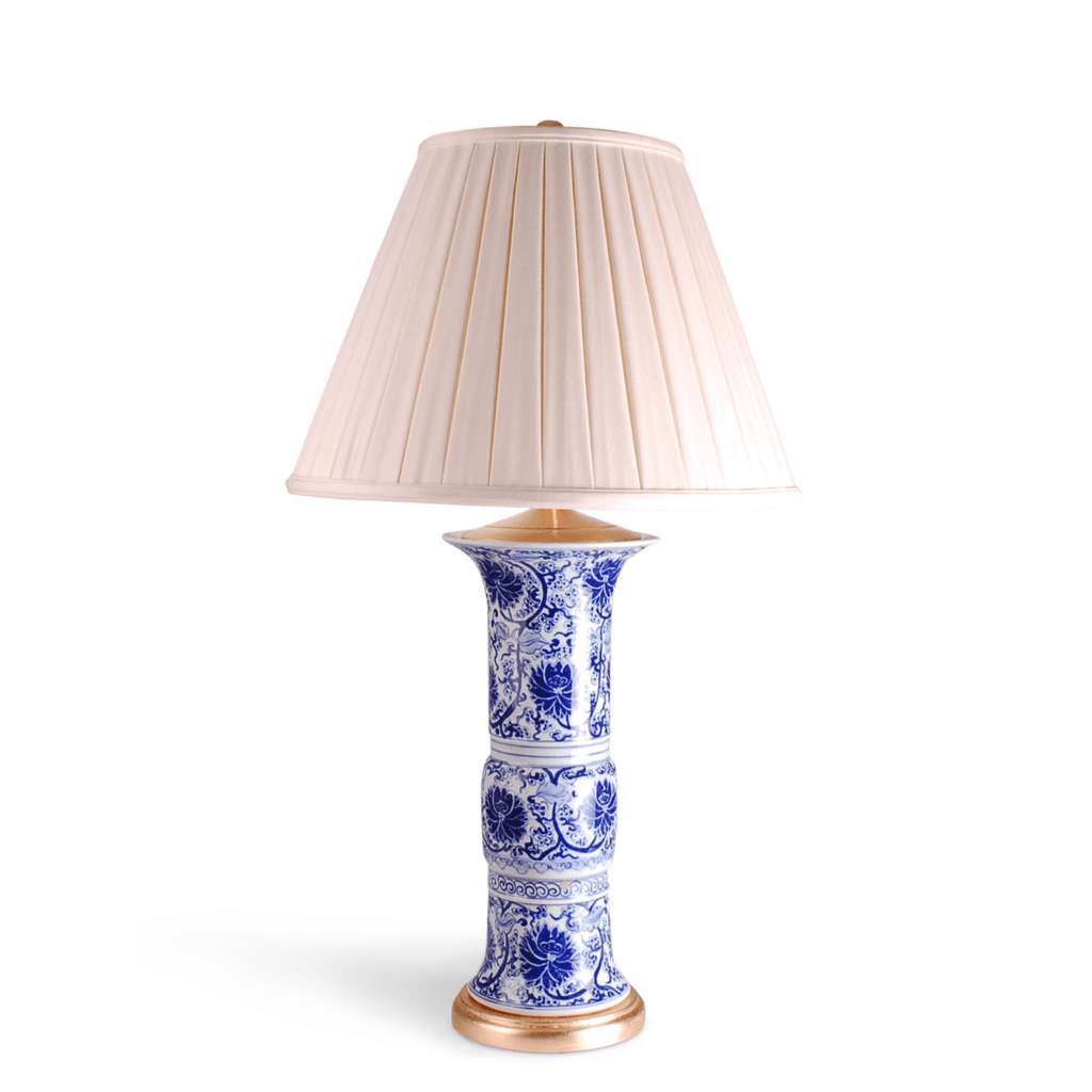 31" Blue & White Floral Beaker Vase Table Lamp - Table Lamps - The Well Appointed House