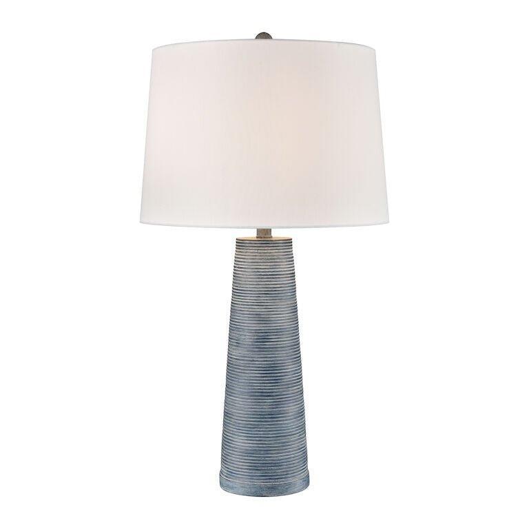 31" Soft Etched Dark Blue Painted Tapered Table Lamp - Table Lamps - The Well Appointed House