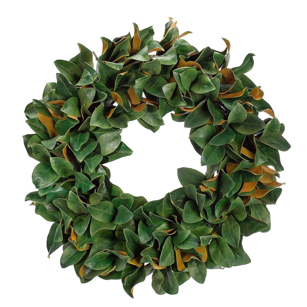 32” Faux Magnolia Leaf Holiday Wreath - Florals & Greenery - The Well Appointed House