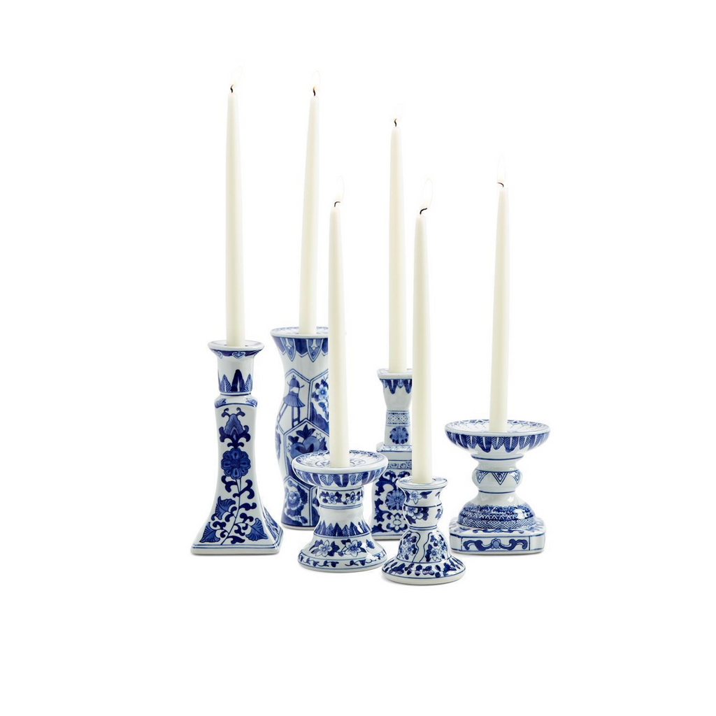 Set of 6 Canton Collection Blue and White Candleholders - The Well Appointed House