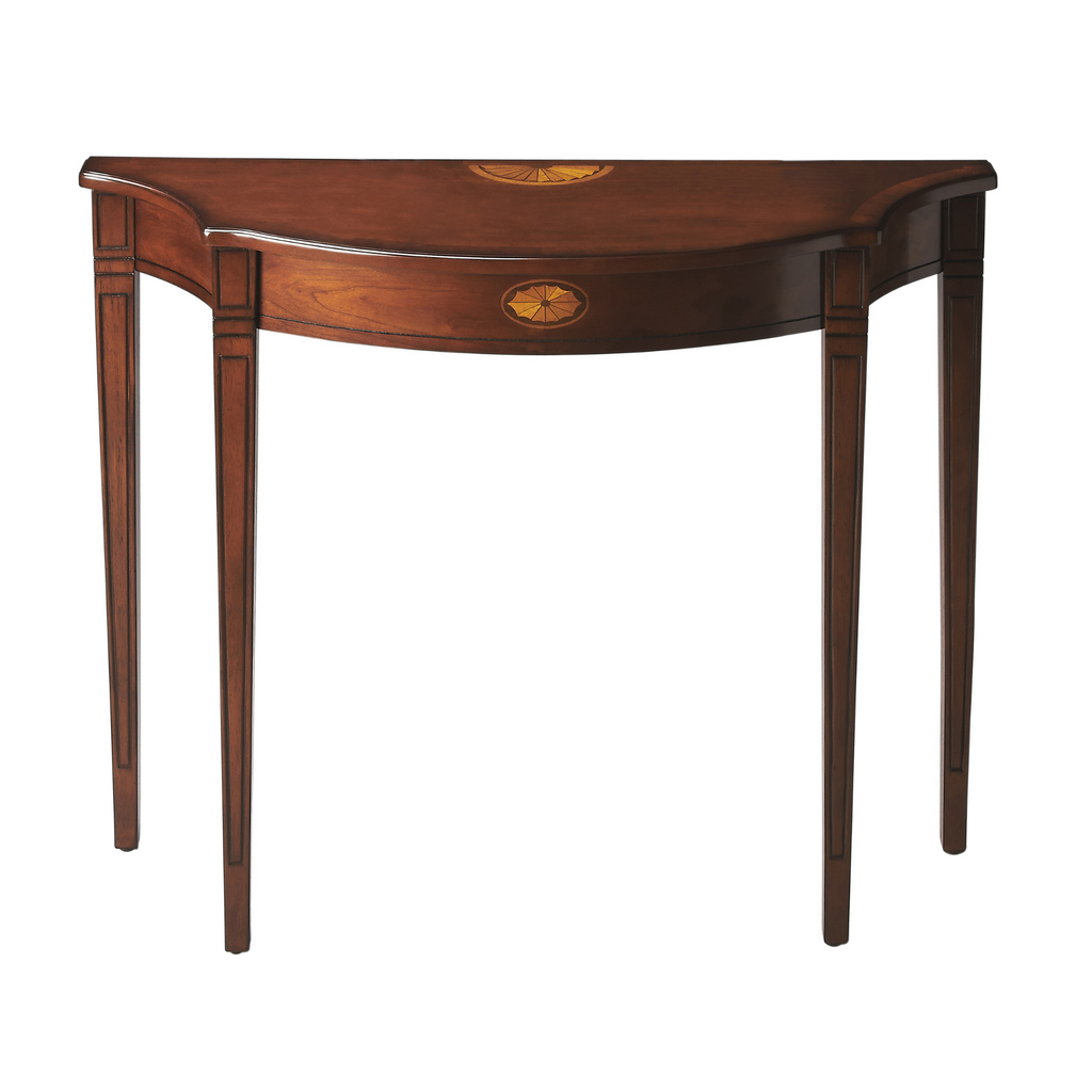 36" Demilune Console Table in Medium Brown - The Well Appointed House