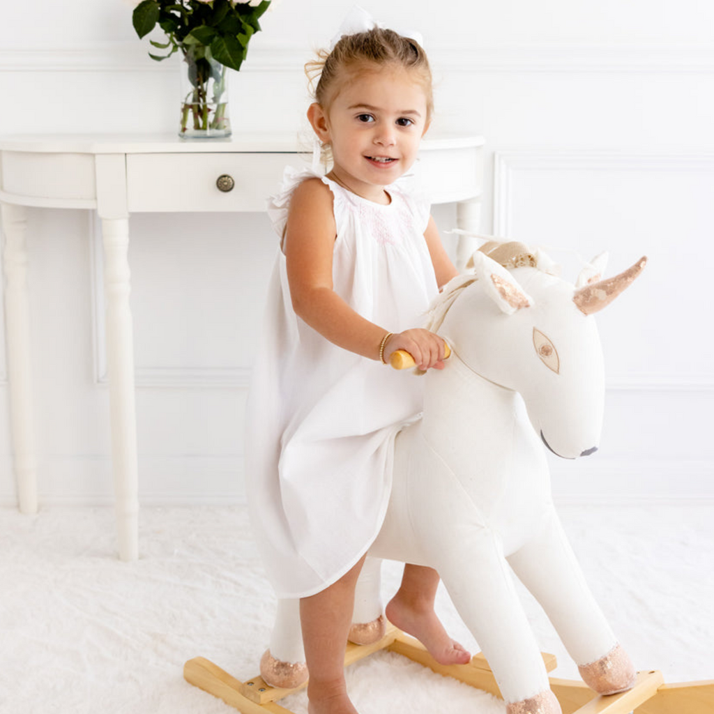 Mathilde White Cotton Smocked Dress - The Well Appointed House