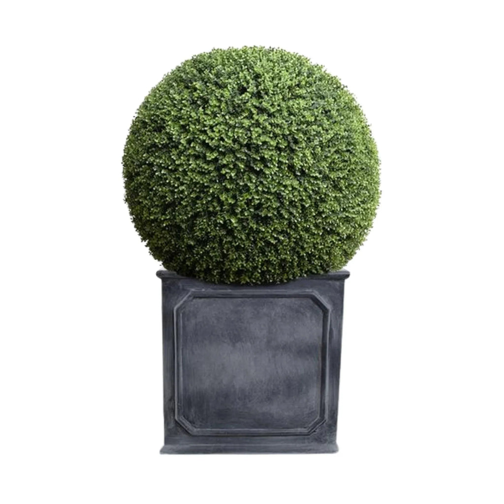 39" Faux Boxwood Ball in Square Planter - Florals & Greenery - The Well Appointed House