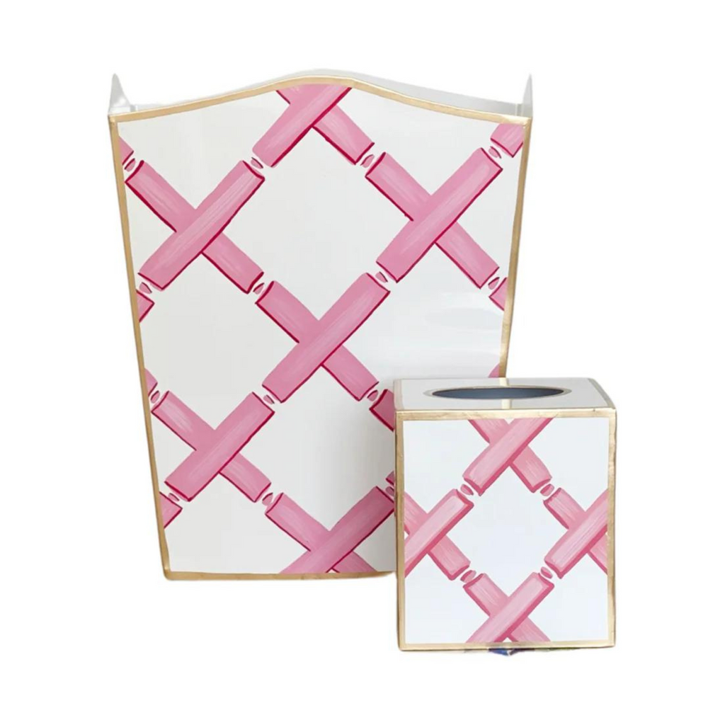 Bamboo Lattice Wastebasket & Tissue Box - THE WELL APPOINTED HOUSE