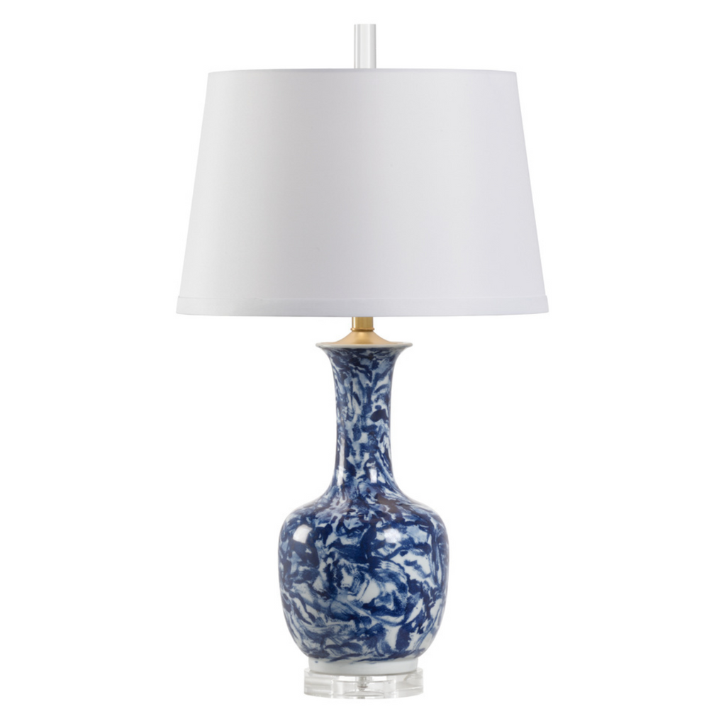 Ceramic Blue Belle Lamp in Blue & White Glaze - The Well Appointed House