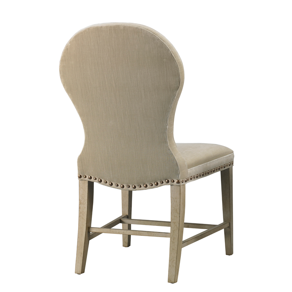 Button Back Upholstered Armless Dining Chair with Nail Trim - The Well Appointed House