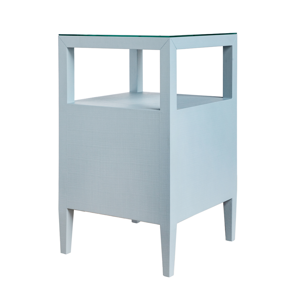 Roscoe Two Drawer Side Table in Light Blue - The Well Appointed House