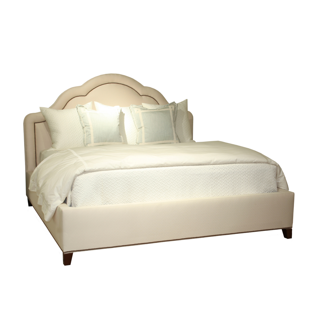 Tigley Upholstered King Bed with Old Brass Nail Trim - The Well Appointed House