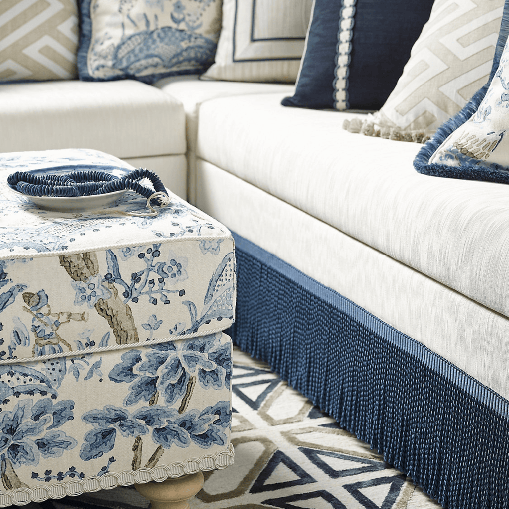 Scalamandre Kelmescott Hand Block Print Fabric in Porcelain Blue - Fabric by the Yard - The Well Appointed House
