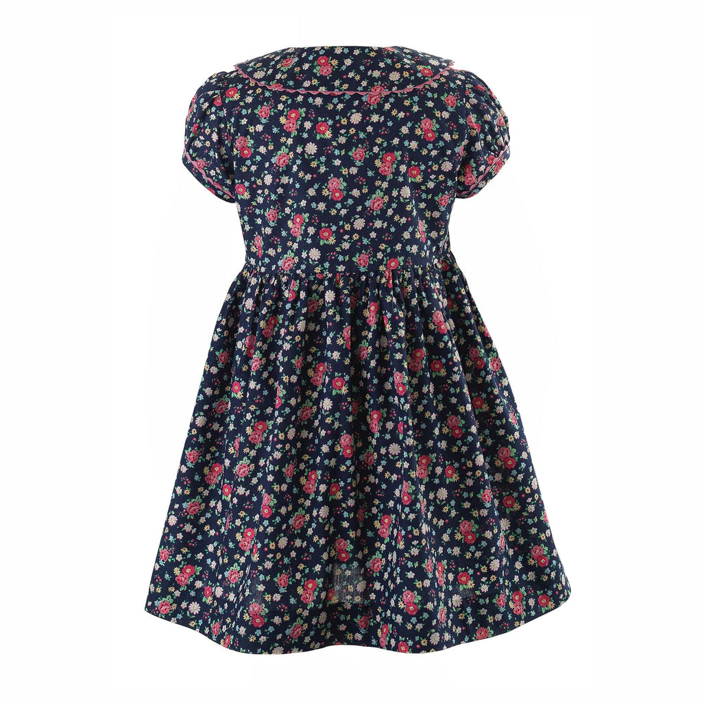 Floral Button-Front Dress, Navy - The Well Appointed House