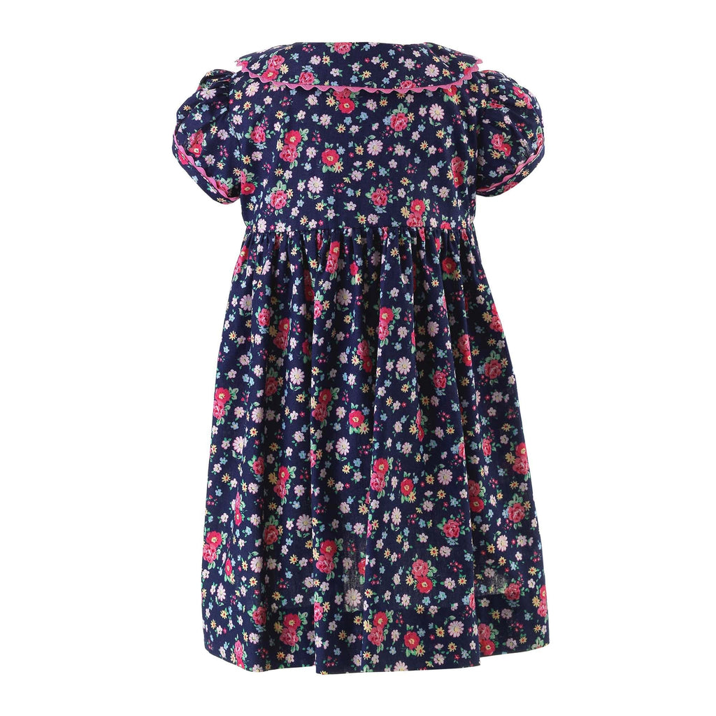 Floral Button-Front Dress & Bloomers, Navy - The Well Appointed House