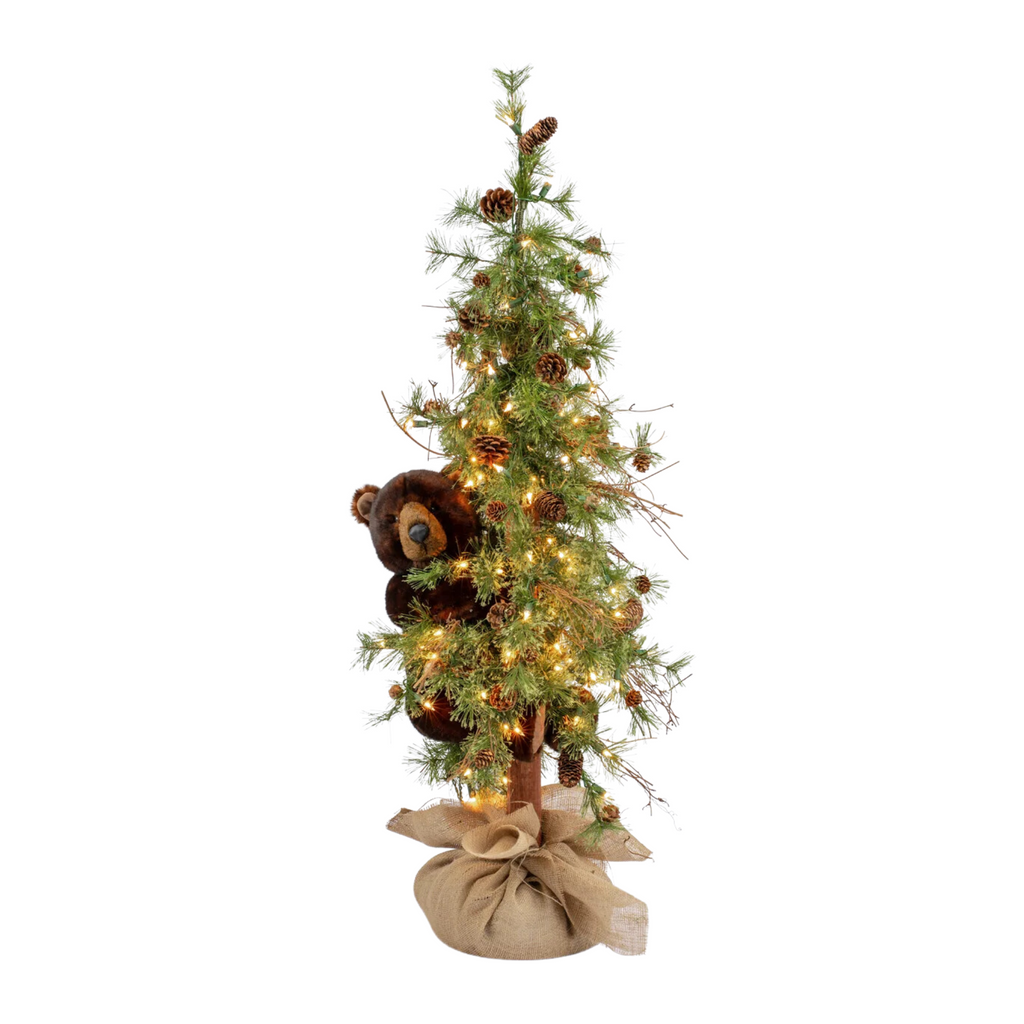 48" Longleaf Cinnamon Tree Bear Christmas Decor - The Well Appointed House
