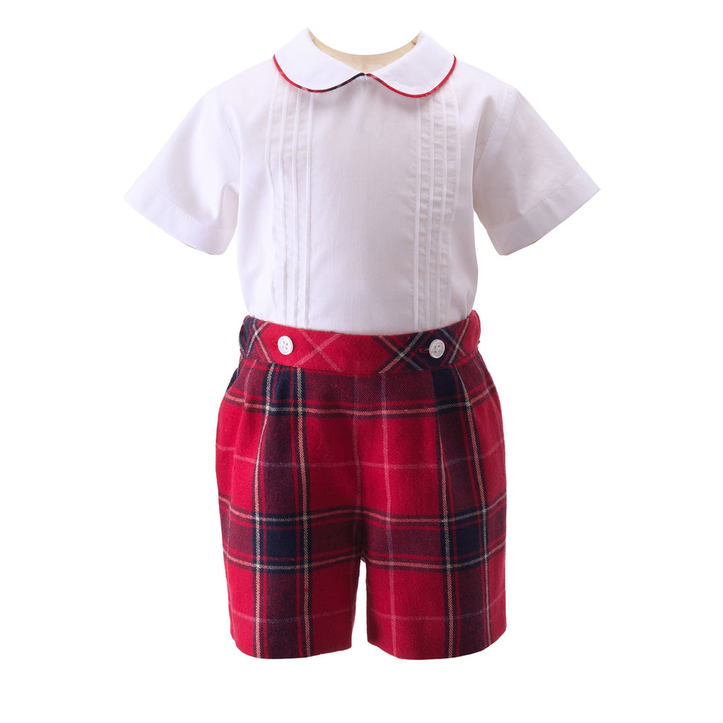 Red Tartan Shirt and Shorts Set - The Well Appointed House