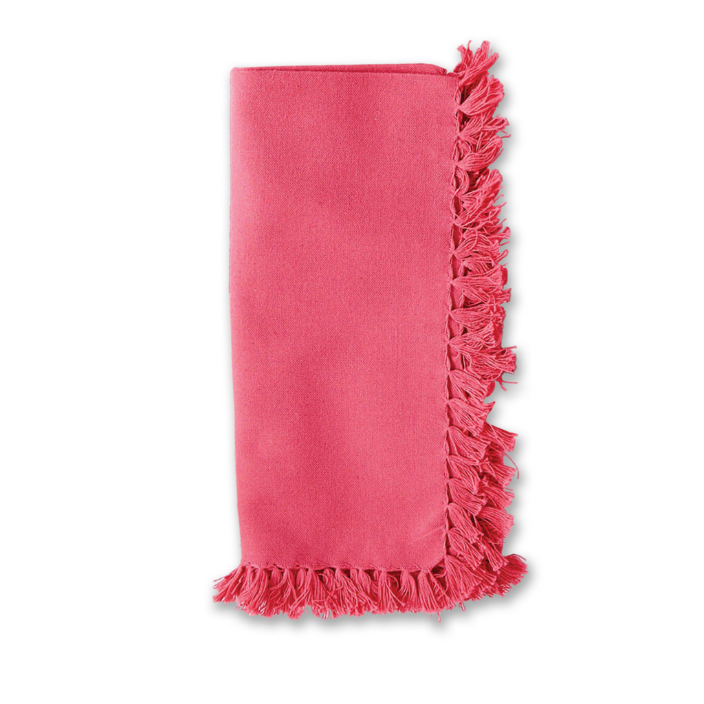 Set of Four Essential Pink Fringed Napkins - The Well Appointed House