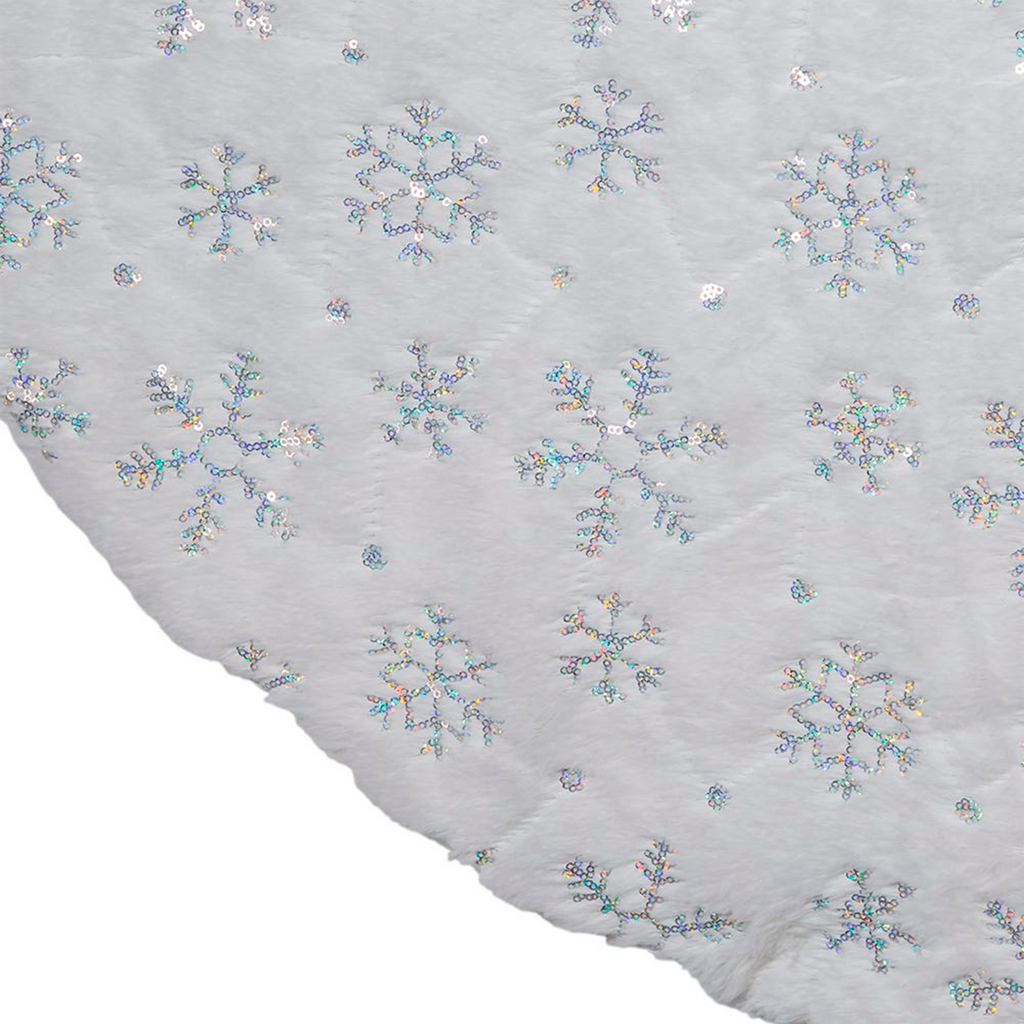 48 White Sequined Snowflake Tree Skirt - The Well Appointed House
