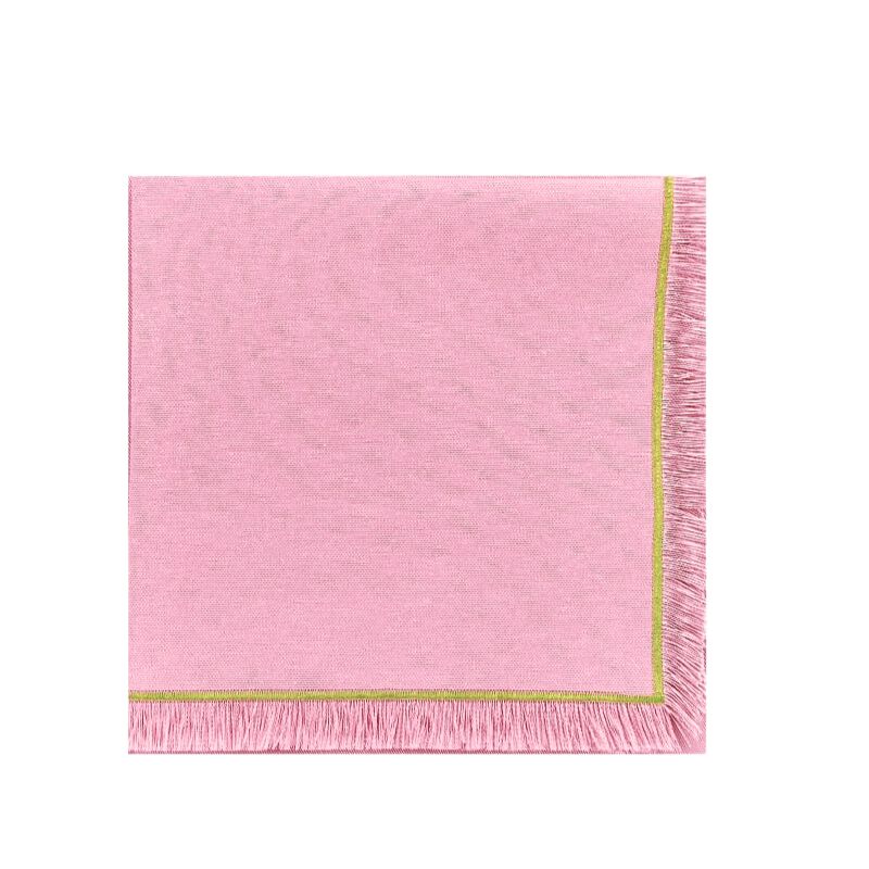 Lillian Fringe Napkin - Pink with Green - The Well Appointed House