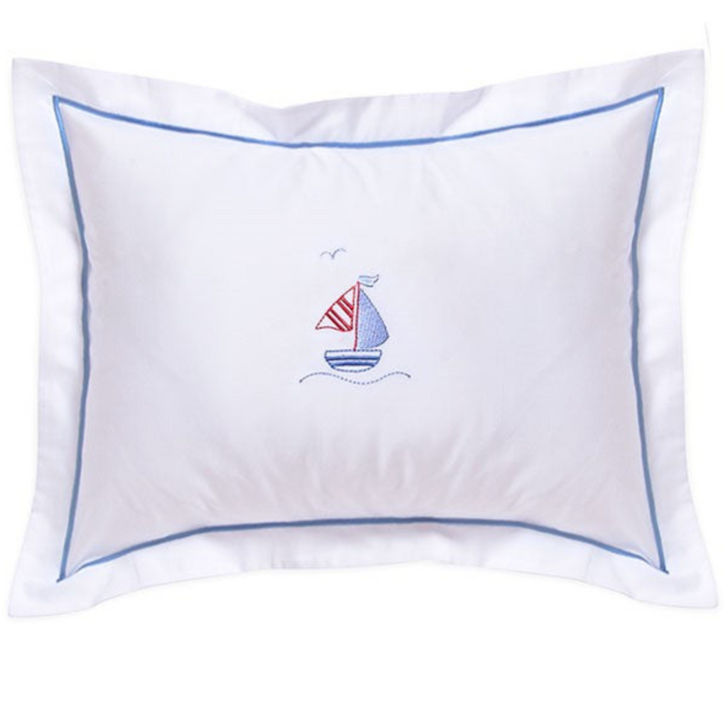 Baby Boudoir Pillow Cover in Sailboat & Seagull Blue - The Well Appointed House