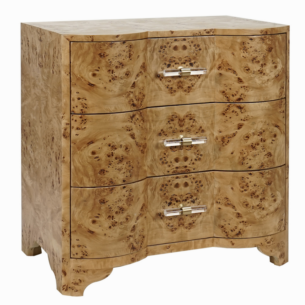 Calvin Three Drawer Matte Burl Finish Nightstand - Nightstands & Chests - The Well Appointed House