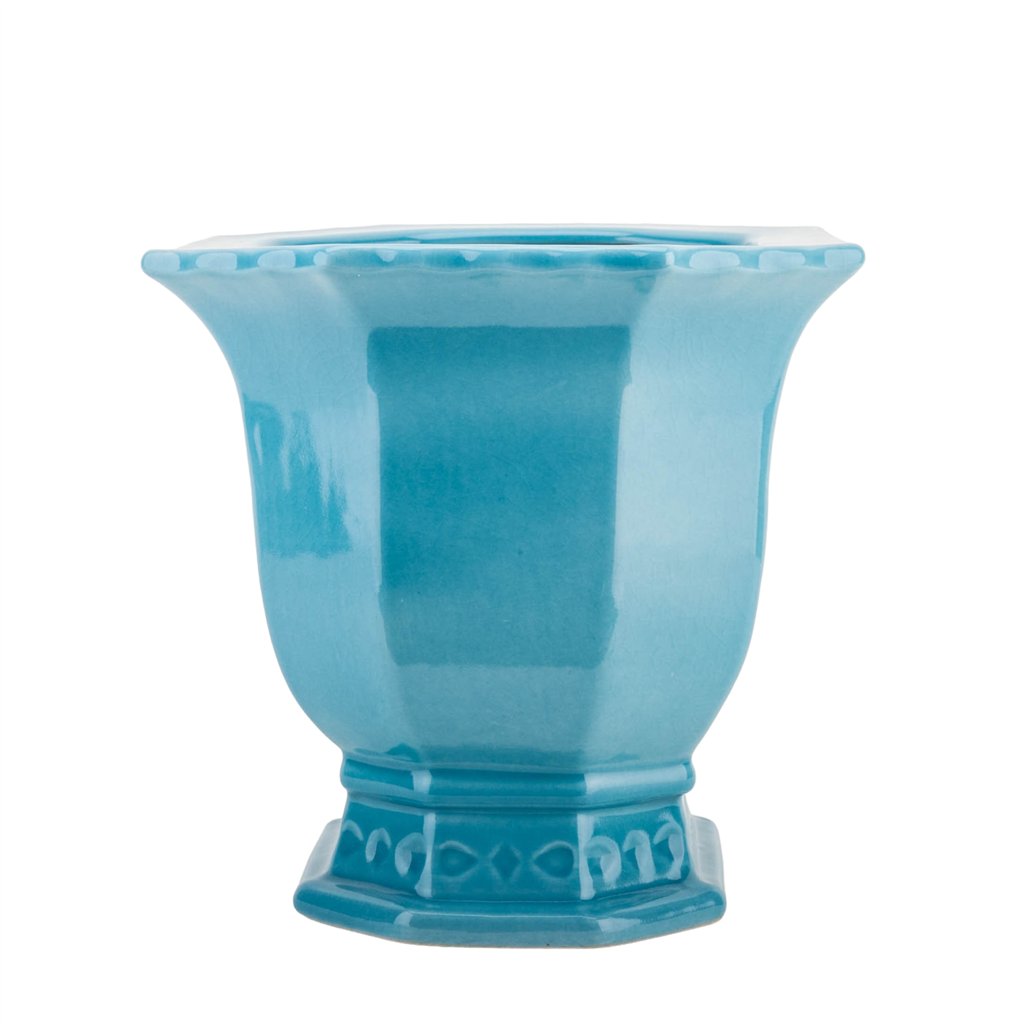 Octagonal Footed Planter in Sky Blue - The Well Appointed House