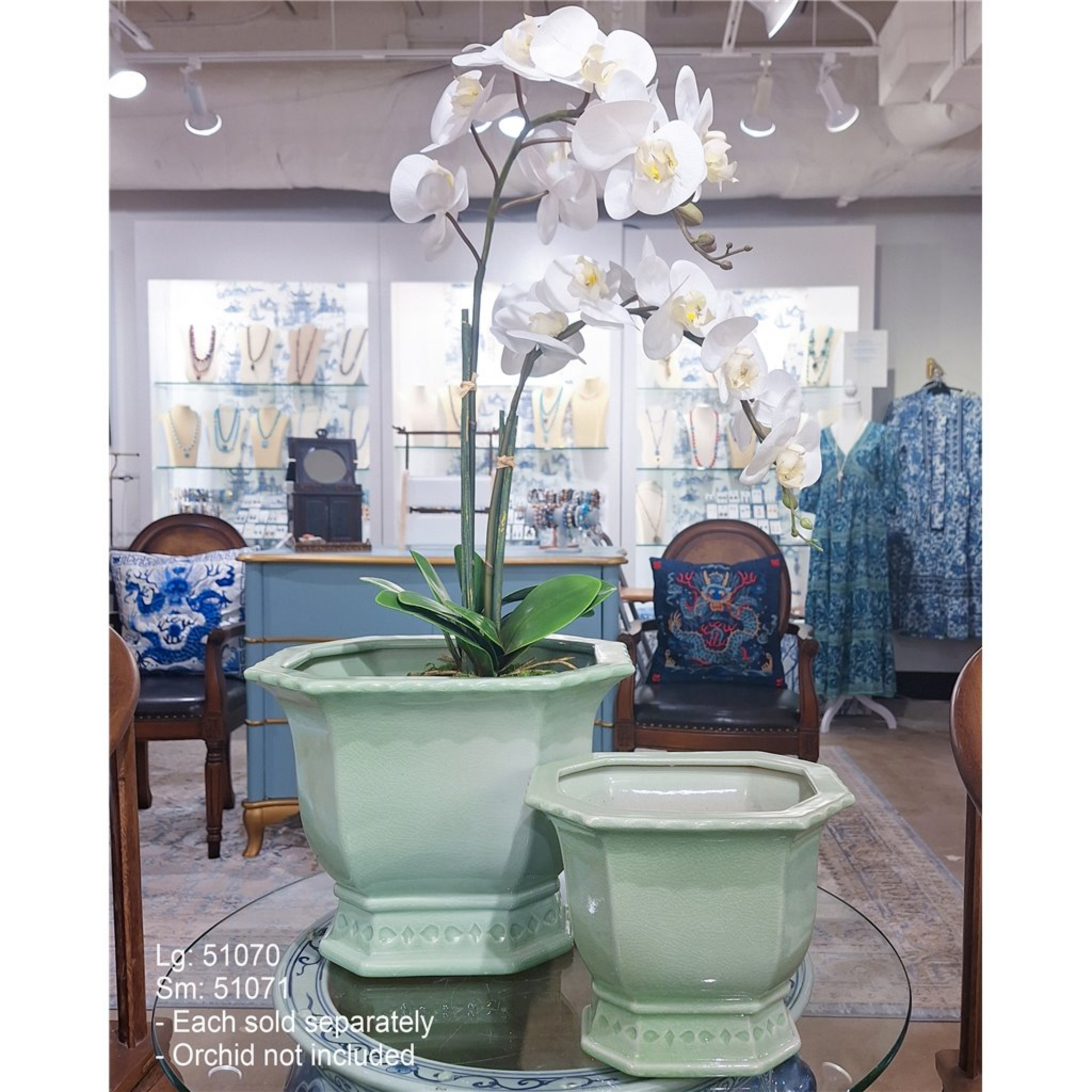 lg plant pots Large Light Green Porcelain Octagonal Footed Planter – The Well Appointed House