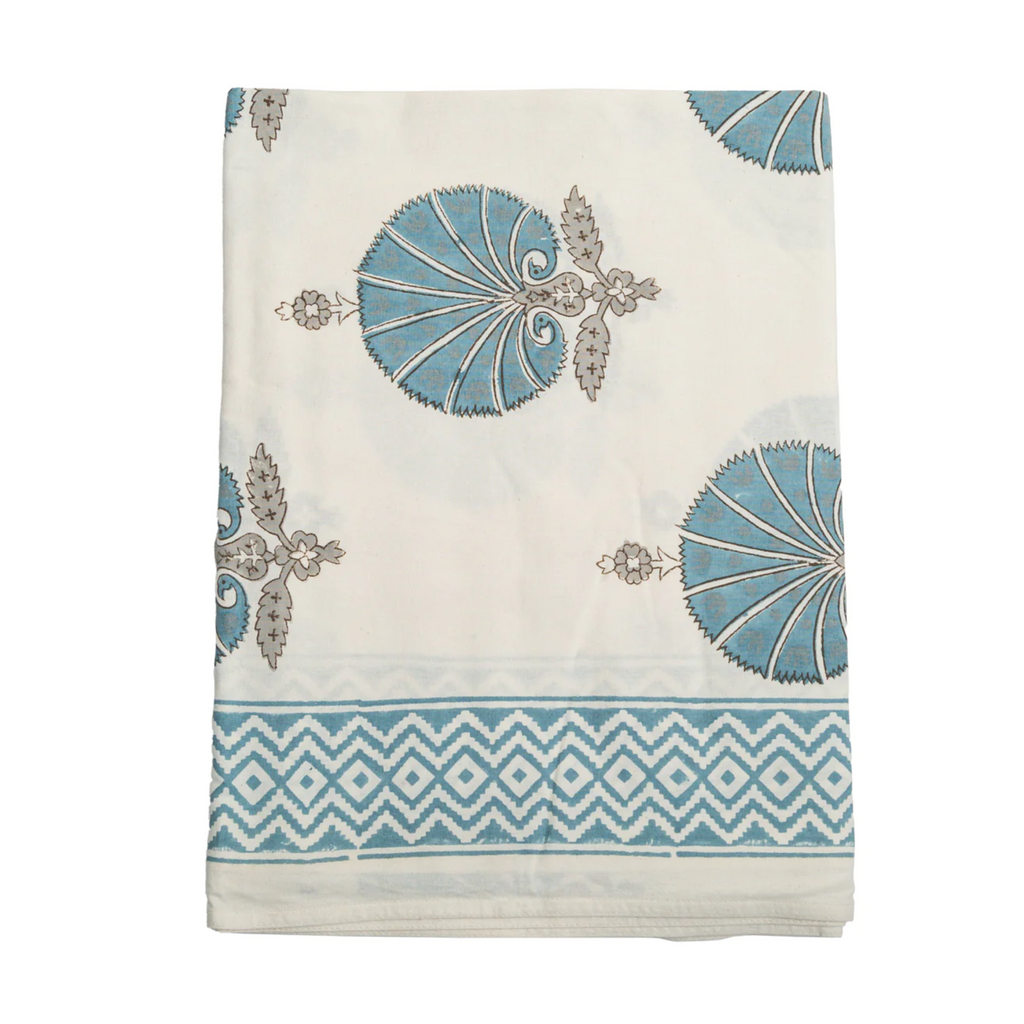 Blue Shells Cabana Printed Tablecloth - The Well Appointed House