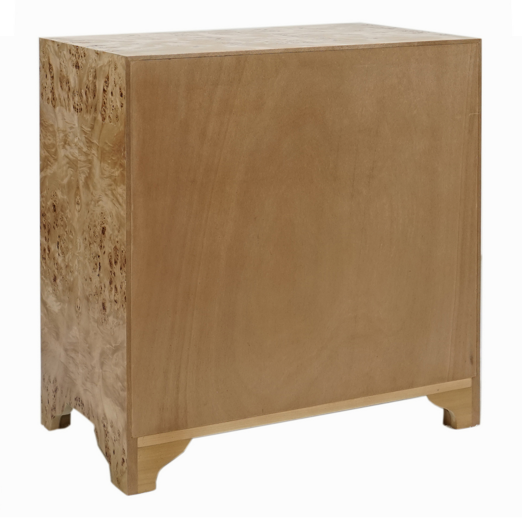 Calvin Three Drawer Matte Burl Finish Nightstand - Nightstands & Chests - The Well Appointed House