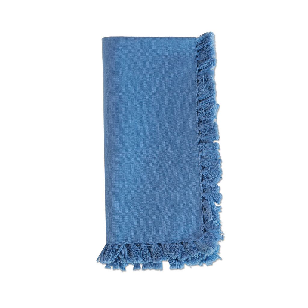 Set of Four Essential Periwinkle Fringed Napkins - The Well Appointed House