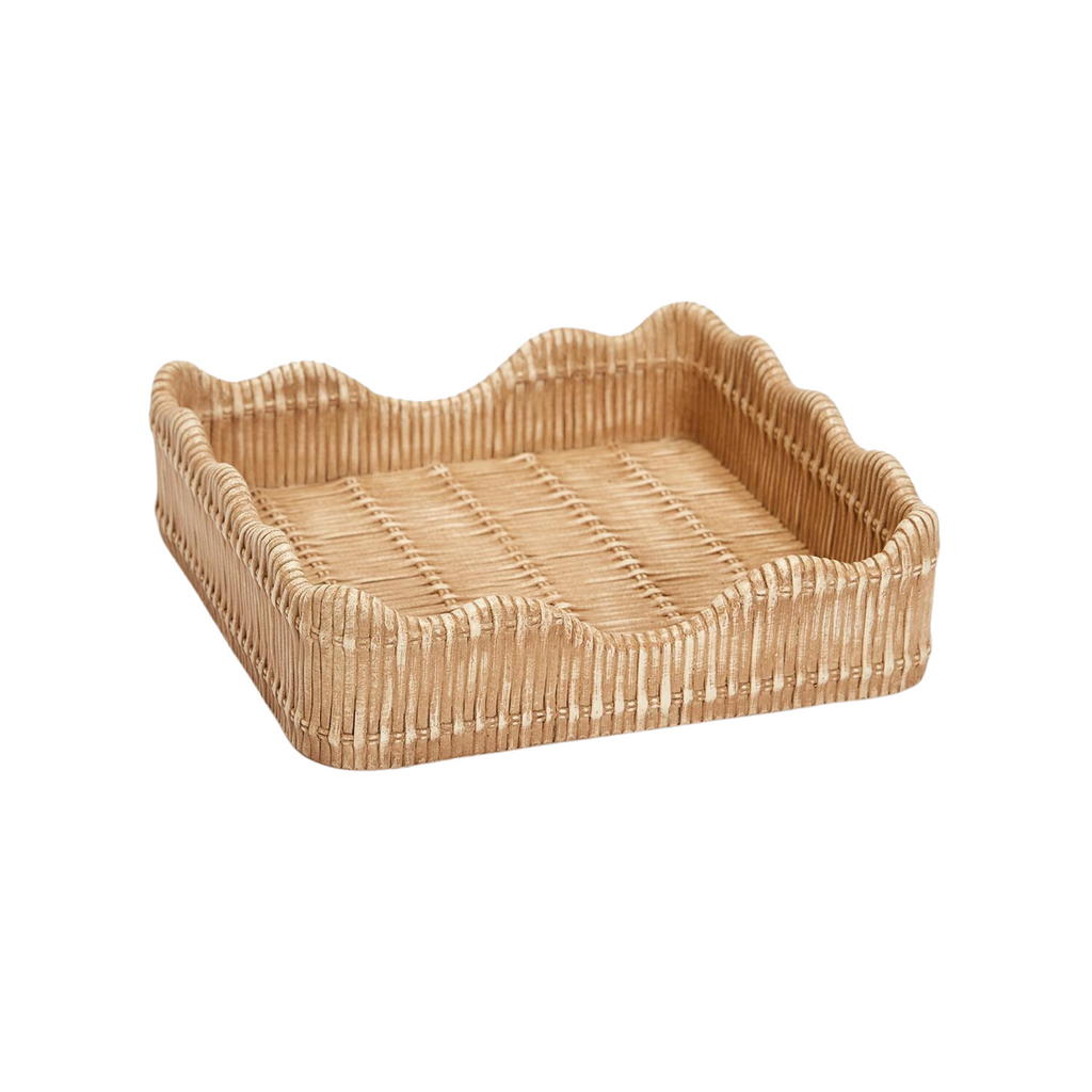 Scalloped Edge Basket Weave Pattern Dinner Napkin Holder - The Well Appointed House