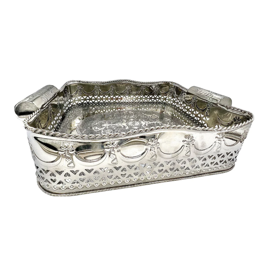Small Polished Nickel Embossed Tray - The Well Appointed House