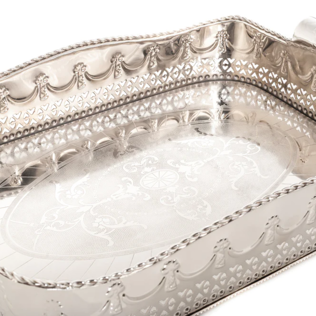 Small Polished Nickel Embossed Tray - The Well Appointed House