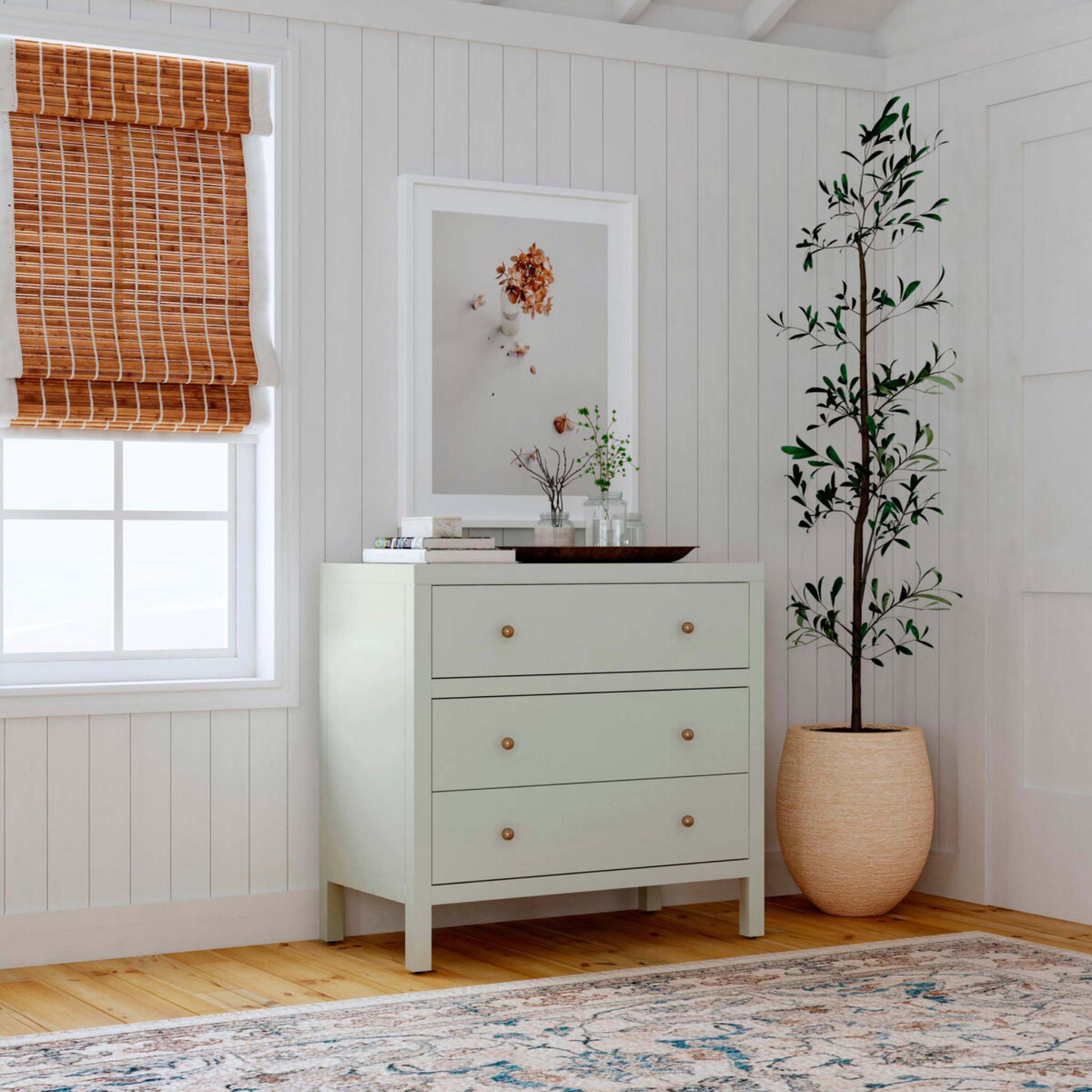 sage green 3 drawer dresser Henley Scalloped Edge 3 Drawer Dresser, Sage Green