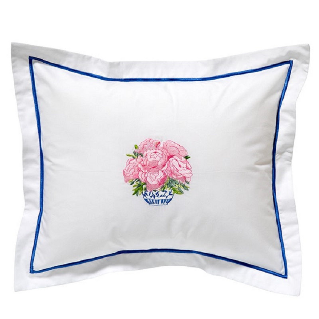 Boudoir Pillow Cover in Pot of Peonies Pink - The Well Appointed House