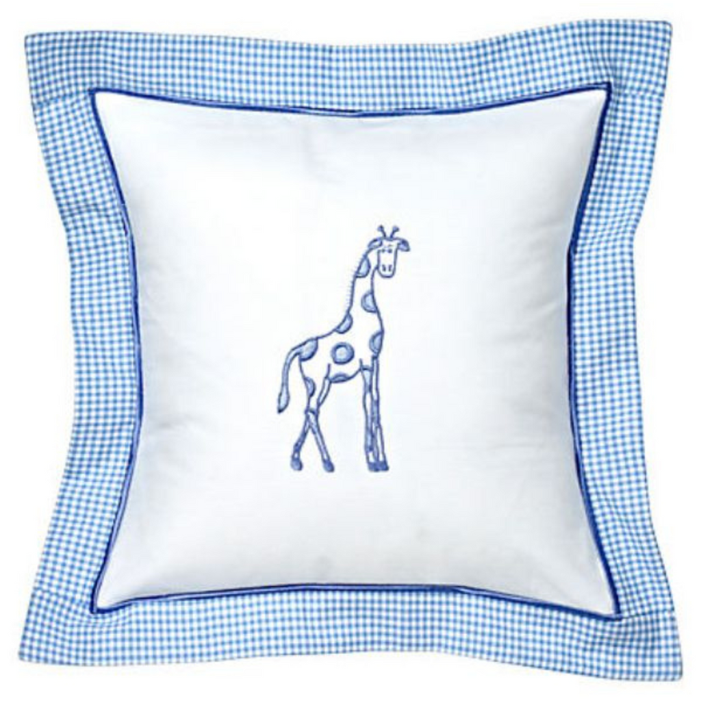Baby Pillow Cover in Dot Giraffe Blue - The Well Appointed House