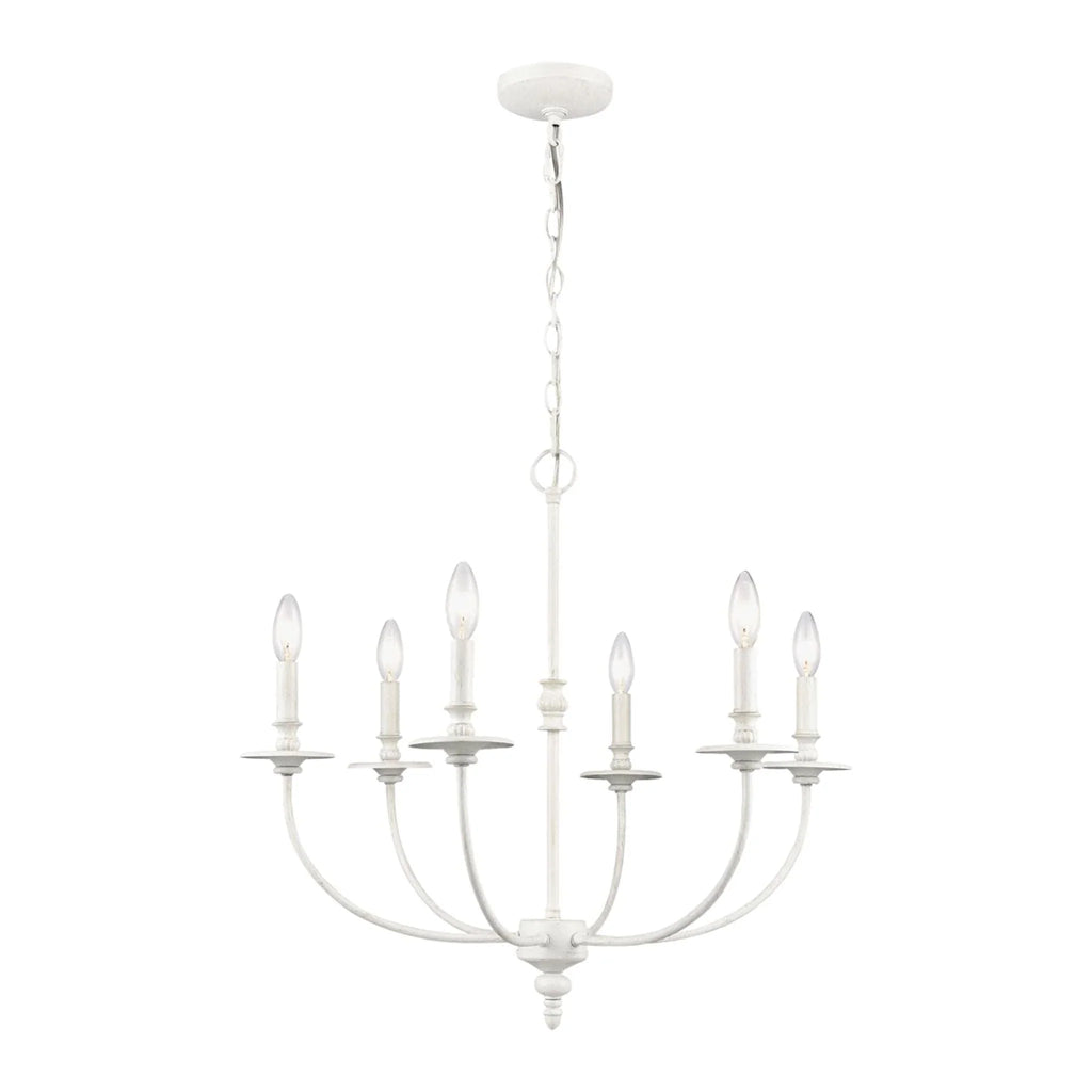 6-Light Victorian Chandelier in Farmhouse White - Chandeliers & Pendants - The Well Appointed House
