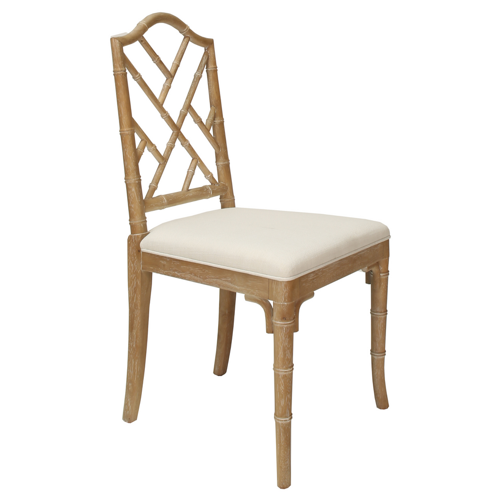 Chippendale Style Bamboo Dining Chair in Cerused Oak - Dining Chairs - The Well Appointed House
