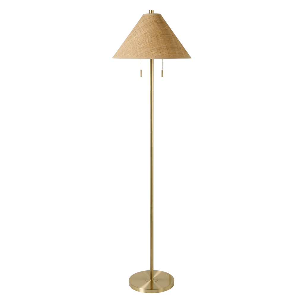 66" Steel Plated Floor Lamp With Tan Paper Shade - Table Lamps - The Well Appointed House