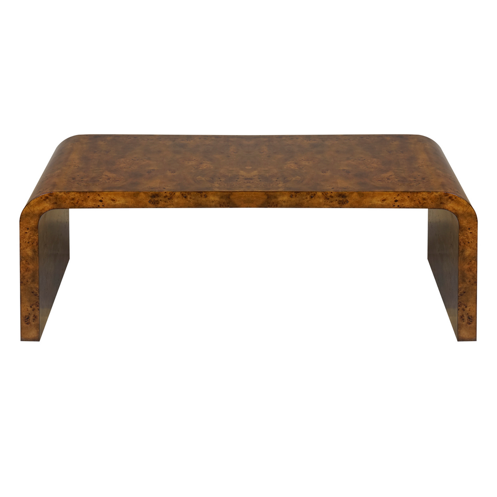 Dark Burlwood Waterfall Coffee Table - Coffee Tables - The Well Appointed House