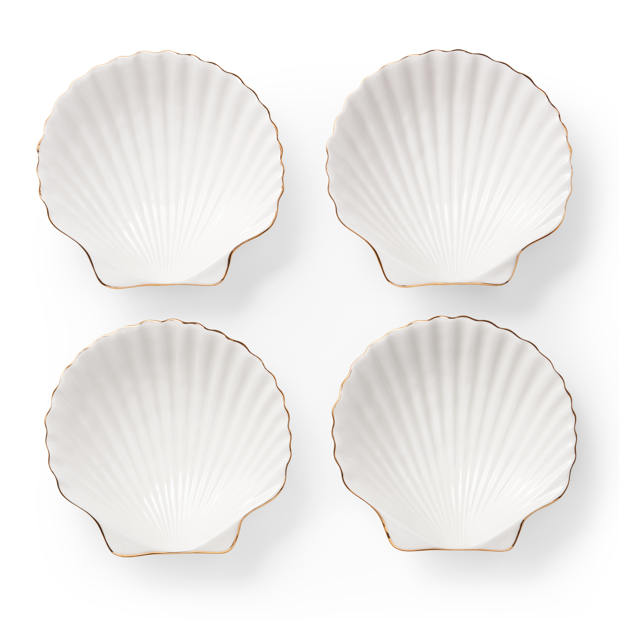 Shell Edge Rim Plates Aerin Shell Ceramic Appetizer Plates, Set of 4 – The Well Appointed House