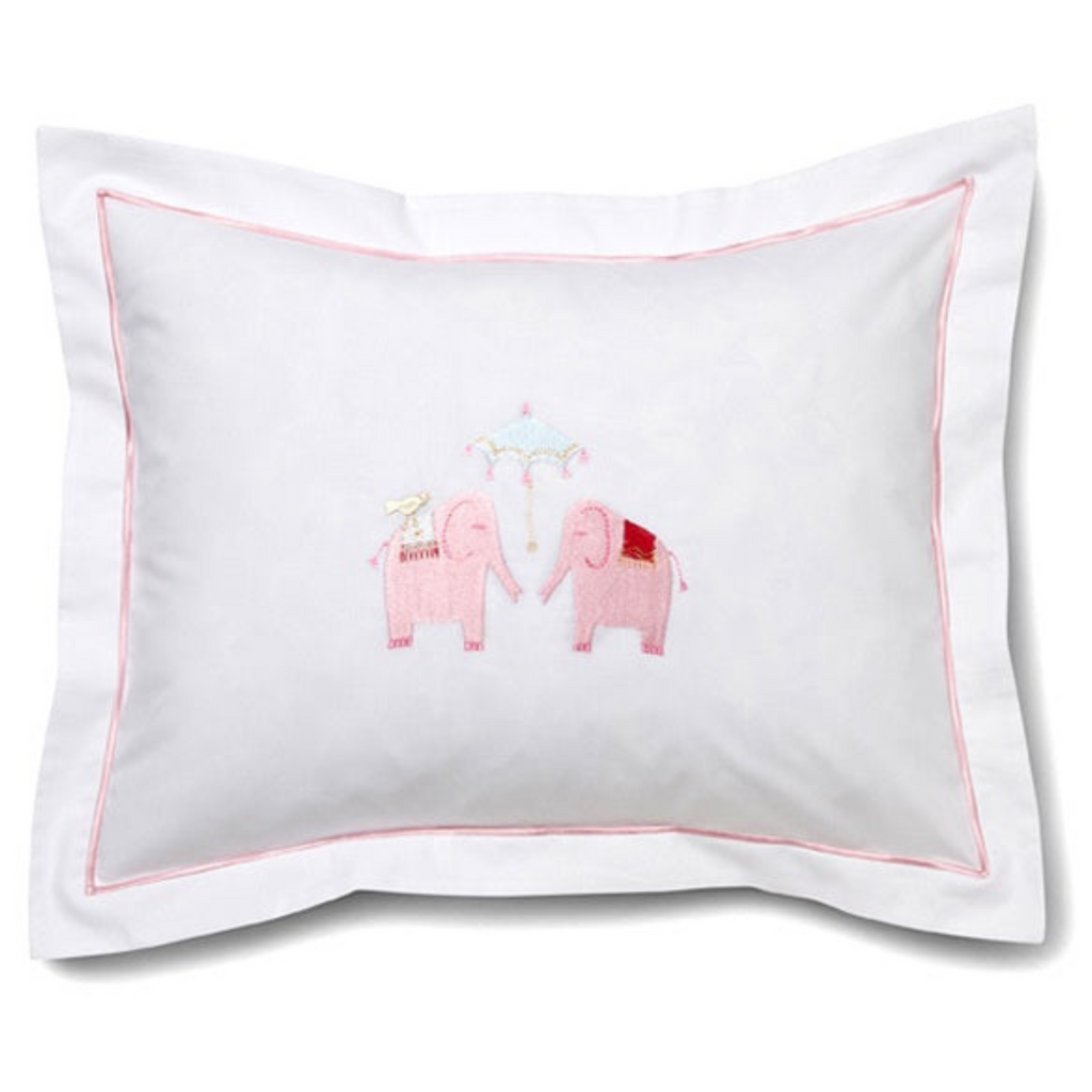Baby Boudoir Pillow Cover in Umbrella Elephants Pink - The Well Appointed House